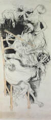 DUMILE "Horses", 1967 - charcoal on paper - 247x102 cm - Priv. Coll. London