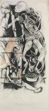 DUMILE "Girl and boy", undated - charcoal on paper - 233x102 cm - Priv. Coll., London