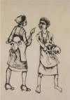 DUMILE "Two ladies with children in arms", 1966 - conté - meas. n/a - Priv. coll.