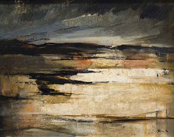 Wim BLOM "The approaching storm", 1960 - oil/board - 44x56 cm (Bernardi Auctioneers, Pretoria - 28th November, 2011, Lot 740)