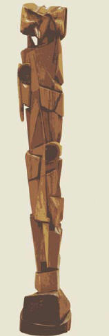 Zoltan BORBEREKI "Standing figure" 1960 wood - 187x30x33cm (Coll. Standard Bank of SA Johannesburg)