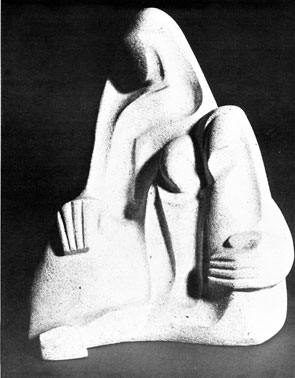 Michael FLEISCHER "Mother and child", abt. 1970, cast stone, exhibited at Gallery 101, Johannesburg (img ARTLOOK 54, p.45)