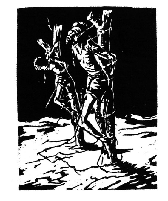 Shadrack HLALELE „Lynched figures“, undated – linocut – 28x21.6 cm – ELC Collection (©) ISBN 1-919930-13-2