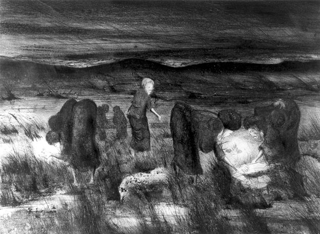 Shadrack HLALELE "The search", 1981  etching ed. of 8 - 22x30.5 cm © The Haenggi Foundation Inc., Basel