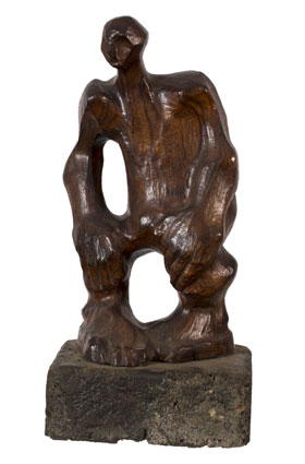 JJ den Houting “Male figure” – wood – 37cm excl. base - Lot P83 Russell Kaplan Oct. 2013
