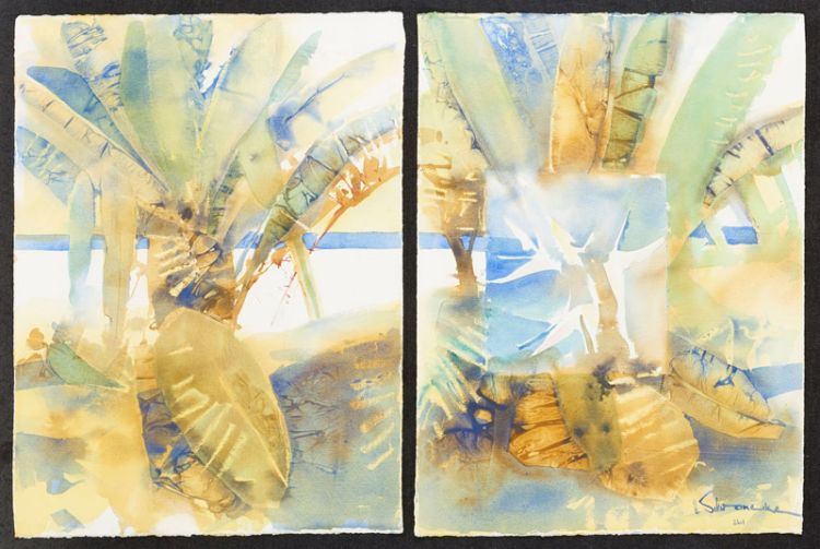 Ulrich Schwanecke "Banana Trees" - watercolour - 2 in 1 - 114x76 - over 2 sheets 109x148 cm - auctioned by Strauss & Co., Johannesburg - 20th April, 2015 - Lot 235