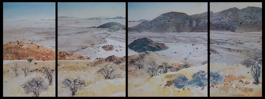 Ulrich Schwanecke "The edge of the Namib" - watercolour - 58x156 cm - auctioned by Russell Kaplan Auctions, Johannesburg - 30th March 2013 - Lot P38