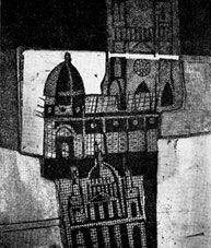 Thelma WISE "Les églises" abt. 1961 etching