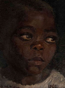 Shulamith WITTENBERG - MILLER "Portrait of an African child", 1960 - oil on canvas, 23 x 16 cm (img douglasstewart.com.au - 2012)