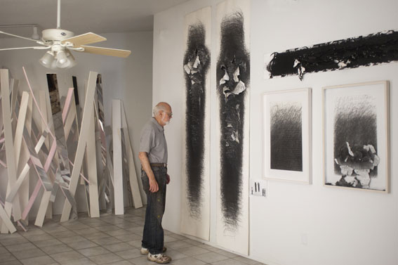 Claude VAN LINGEN in his studio sitting room in Austin TX - 2012