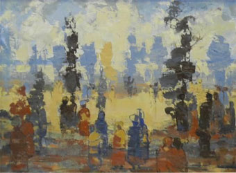 Gerda von MALTITZ "Abstract figures", 1968 - oil/canvas - 45x60cm (Lot 348)