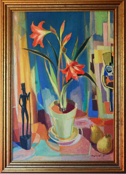 Eric BYRD "Still life with red Iris", 1961 - oil/canvas - 81x56 cm