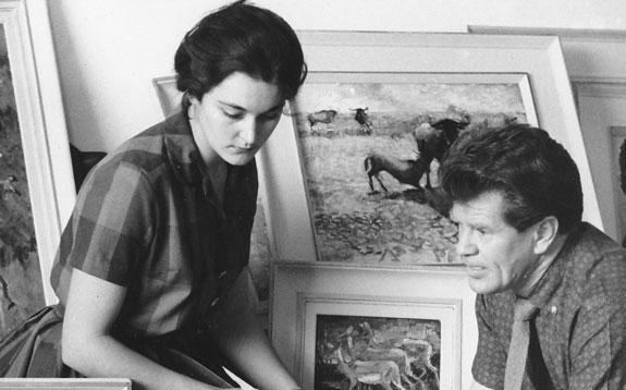 Zakkie Eloff and René van Zyl-Eloff in 1962 selecting works for their exhibition at Gallery 101 Johannesburg