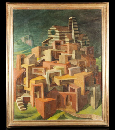 Cyril FRADAN "Umbrian City", 1953 - oil/board - 92x73 cm