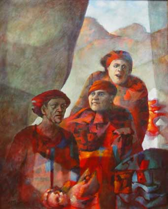 Cyril FRADAN "Three figure composition", 1979 acrylic/canvas 139x109 cm (Coll. NMMAM Port Elizabeth)