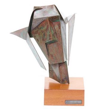 George JAHOLKOWSKI "Head" - welded copper sheet - 31cm H excluding base