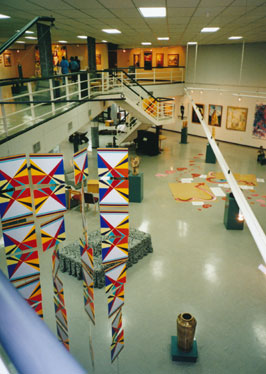 Interior view of Polokwane Art Museum in 2002 - Hannatjie van der Wat "Mobile" at front left (img. © H. van der Wat)