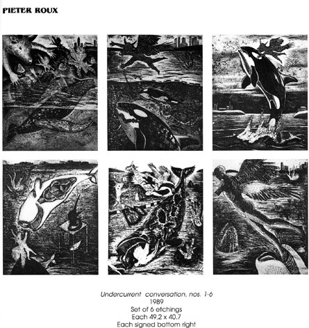 J Pieter ROUX "Undercurrent conversation, 1989" set of 6 etchings