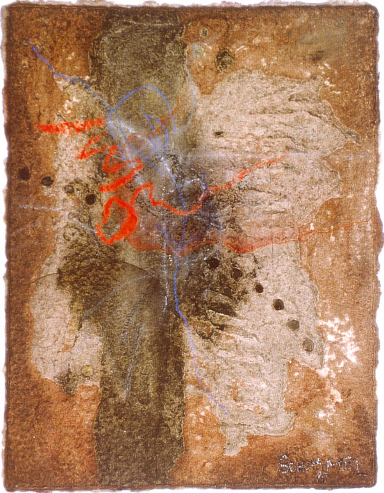 Fred SCHIMMEL "DIS", 1987 - mixed media on hand-made paper - 66x52 cm (PELMAMA PERMANENT ART COLLECTION, donated to Pretoria Art Museum, 1993)