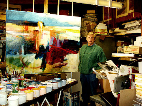 Fred Schimmel in his Melville studio – 8th May, 2002 (image source n/a)