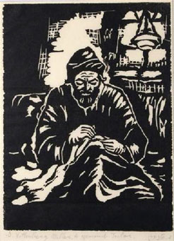 Shulamith WITTENBERG - MILLER “A Yemeni tailor” linocut (download from Leslie Hindman auctioneers Sale 59 Lot 1114)